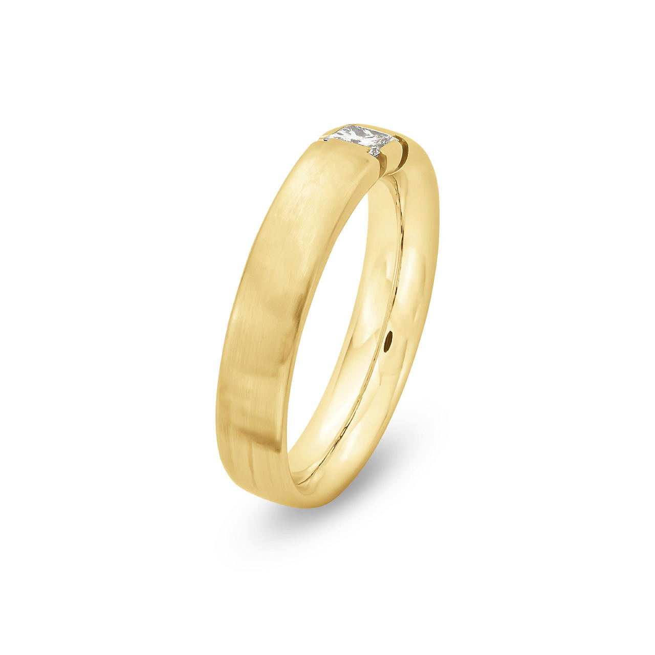 Satin 5mm Diamond Wedding Band In Yellow Gold 14K 1