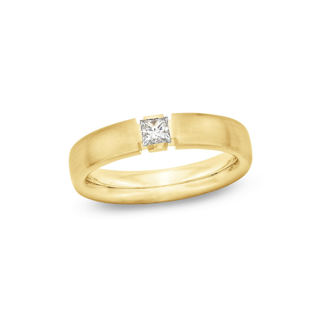 Satin 5mm Diamond Wedding Band In Yellow Gold 14K 2