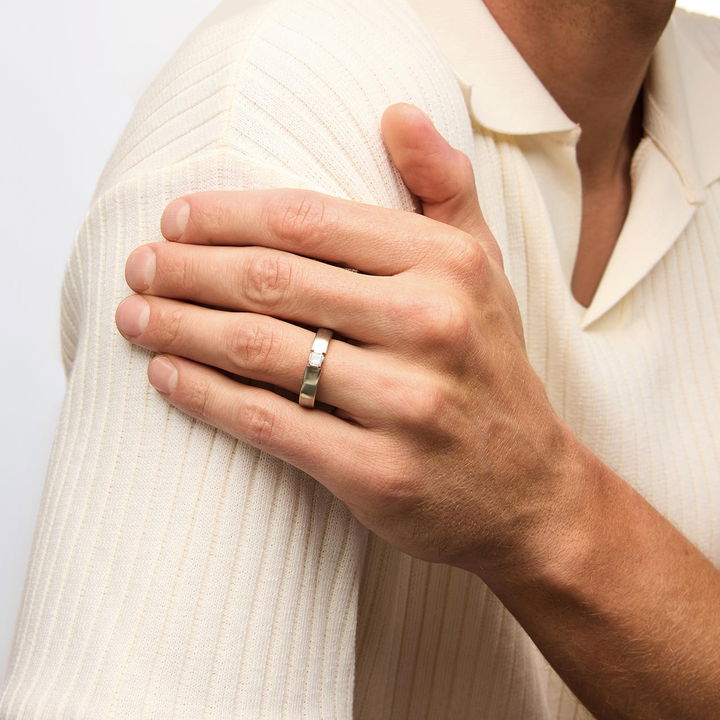 Platinum Satin 5mm Diamond Wedding Band