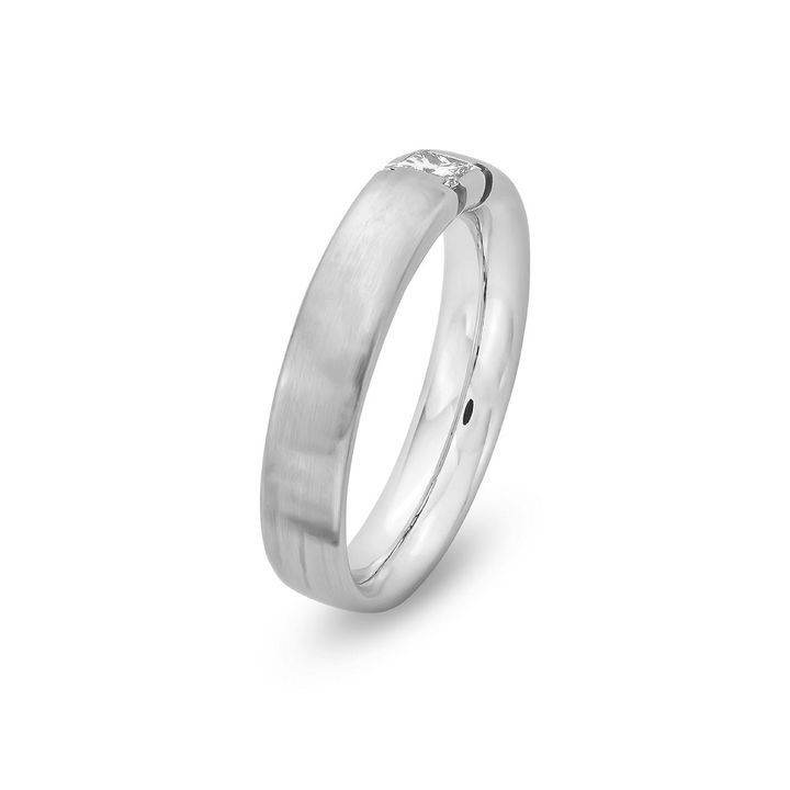 Platinum Satin 5mm Diamond Wedding Band
