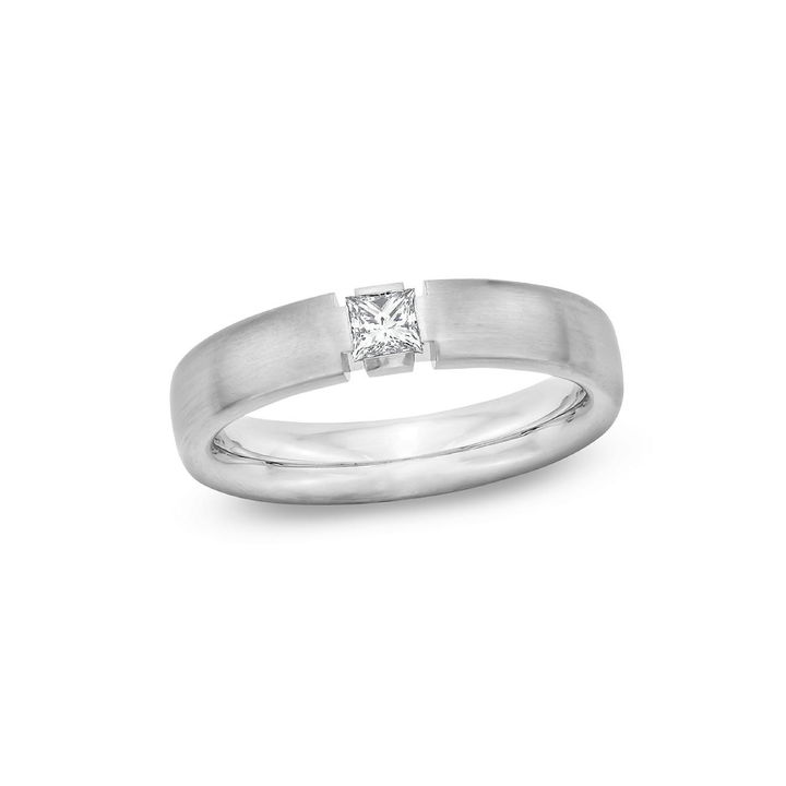 Platinum Satin 5mm Diamond Wedding Band