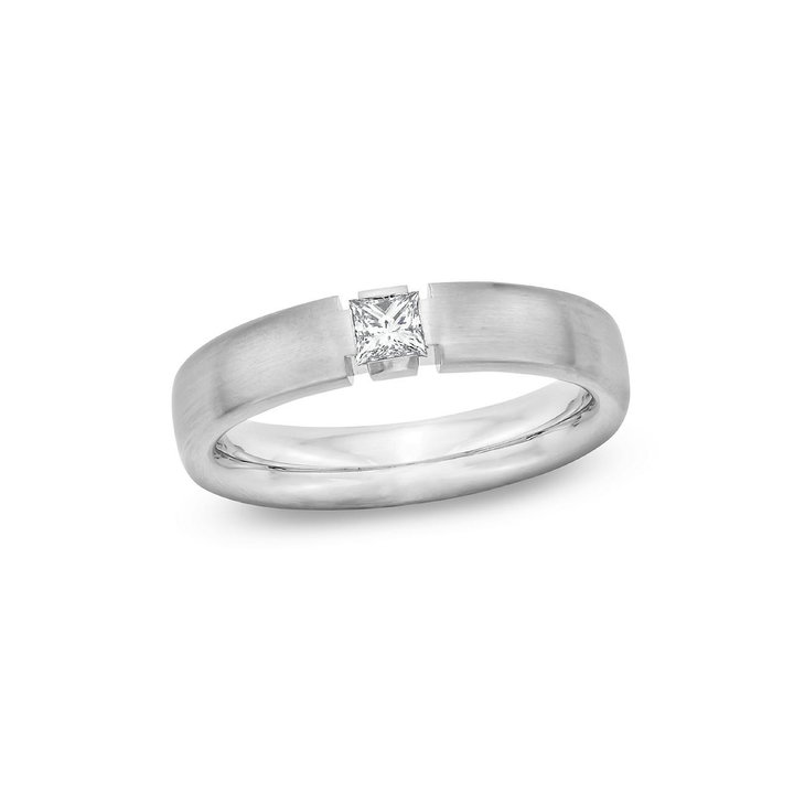 Satin 5mm Diamond Wedding Band In Platinum
