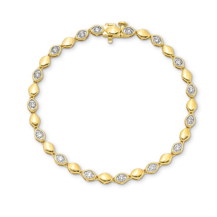 Marquise Diamond Bezel Gold Bracelet In Yellow Gold 14K