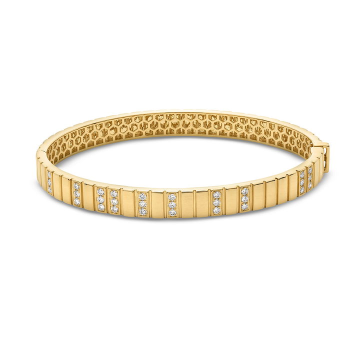 Diamond High Polished Gold Segment Bracelet