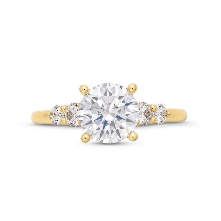 Sylvie Graduated Five Diamond Engagement Setting In Yellow Gold 14K