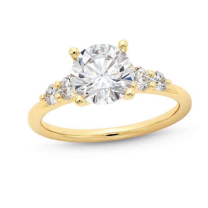Sylvie Graduated Five Diamond Engagement Setting In Yellow Gold 14K