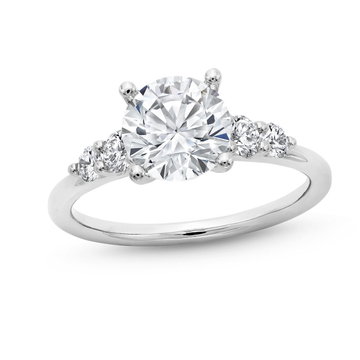 Sylvie Graduated Five Diamond Engagement Setting In White Gold 14K