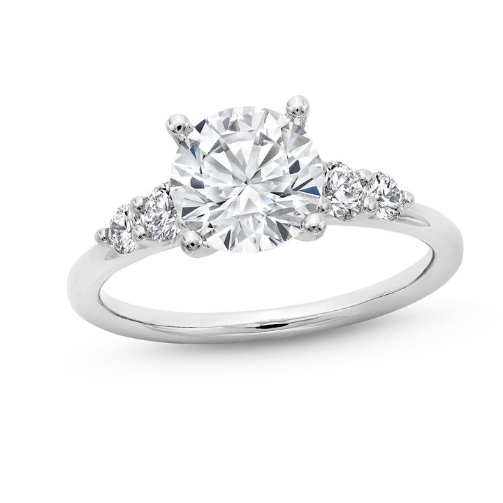Sylvie Graduated Five Diamond Engagement Setting In White Gold 14K