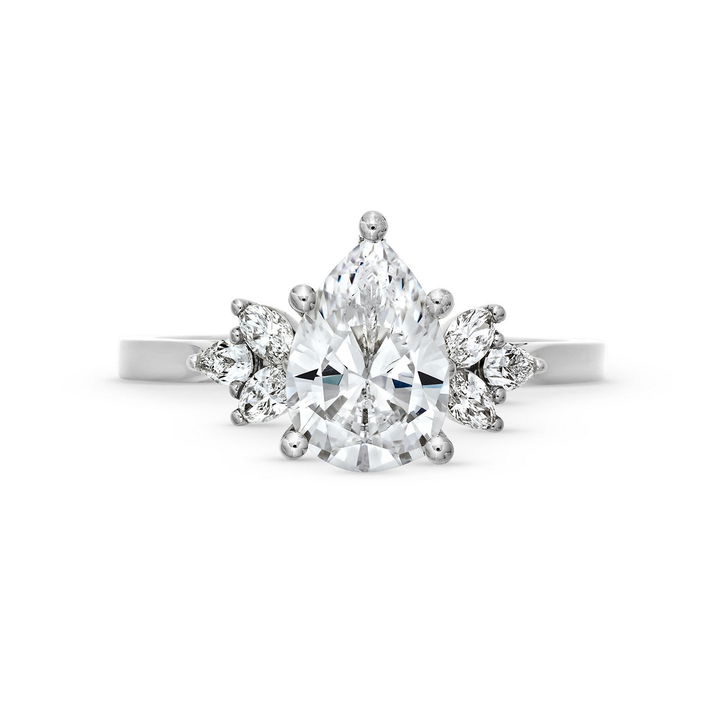 White Gold 14K Sylvie Side Cluster Diamond Engagement Setting