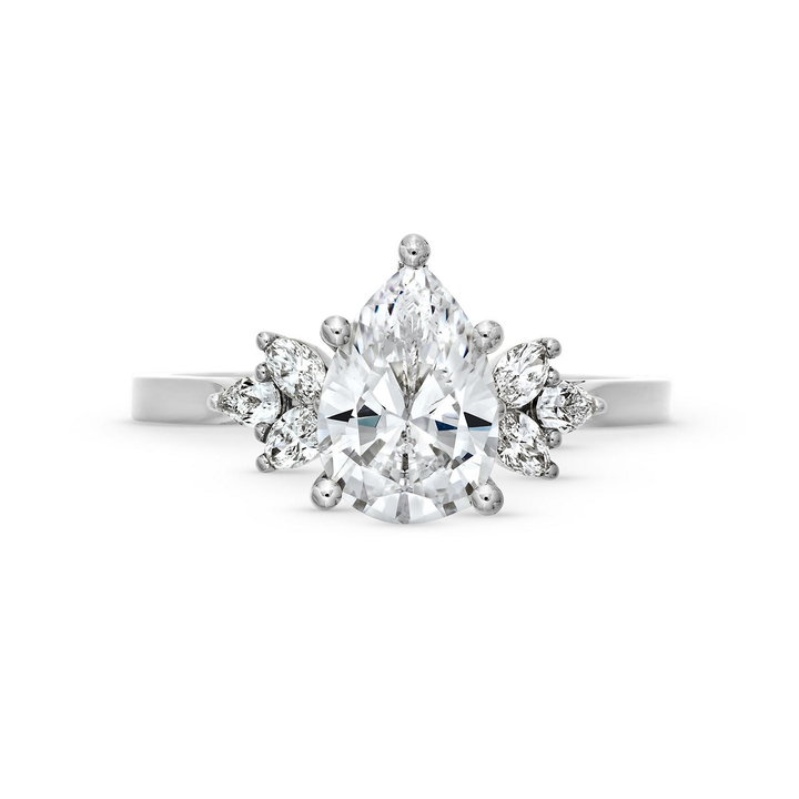 Sylvie Side Cluster Diamond Engagement Setting In White Gold 14K