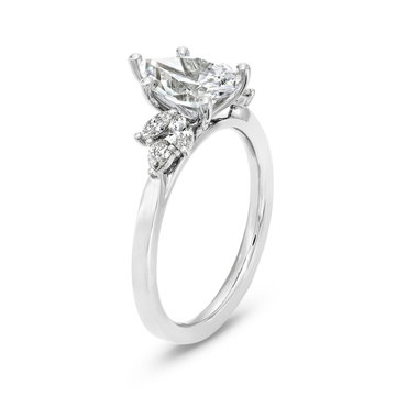 Sylvie Side Cluster Diamond Engagement Setting In White Gold 14K