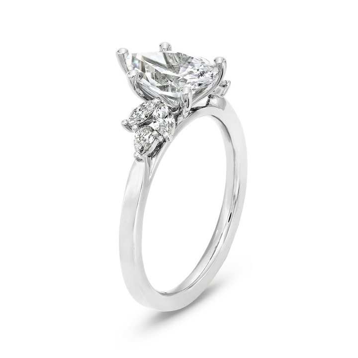 Sylvie Side Cluster Diamond Engagement Setting In White Gold 14K