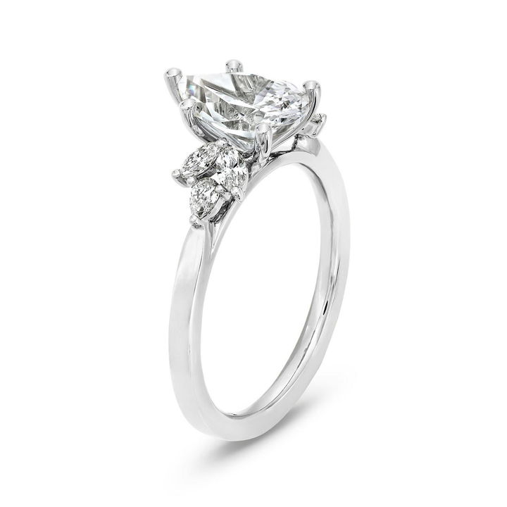White Gold 14K Sylvie Side Cluster Diamond Engagement Setting