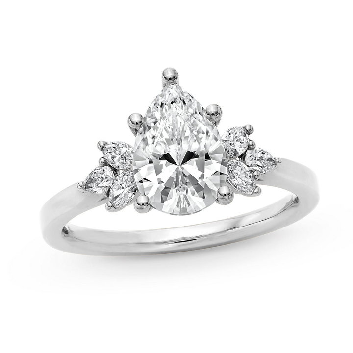 Sylvie Side Cluster Diamond Engagement Setting In White Gold 14K