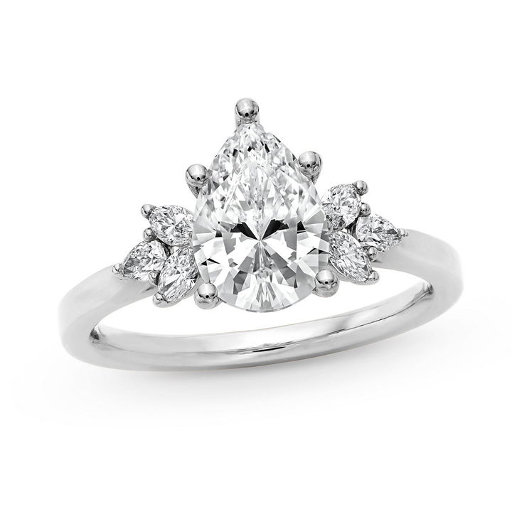 White Gold 14K Sylvie Side Cluster Diamond Engagement Setting