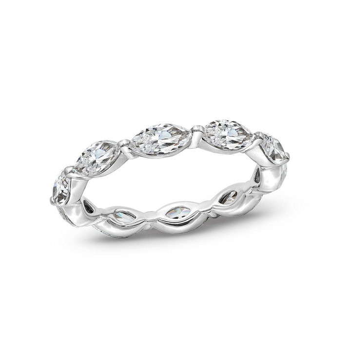 Marquise Diamond Eternity Wedding Band In White Gold 14K