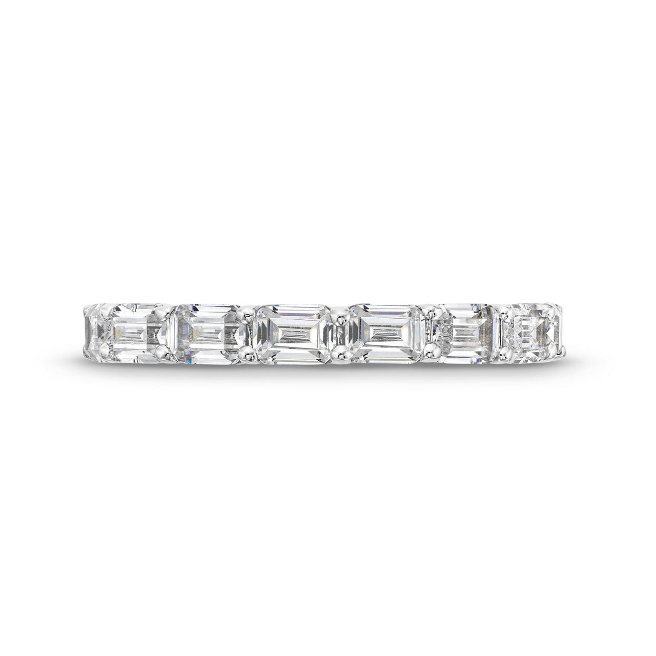 Emerald Diamond Horizontal Eternity Wedding Band 0