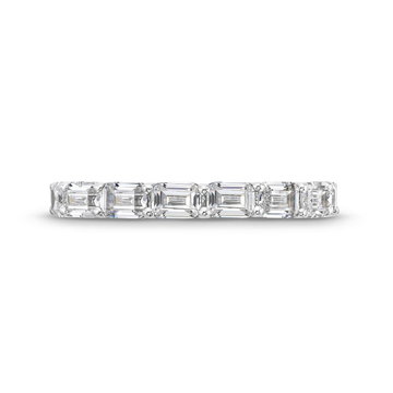 Emerald Diamond Horizontal Eternity Wedding Band In White Gold 14K
