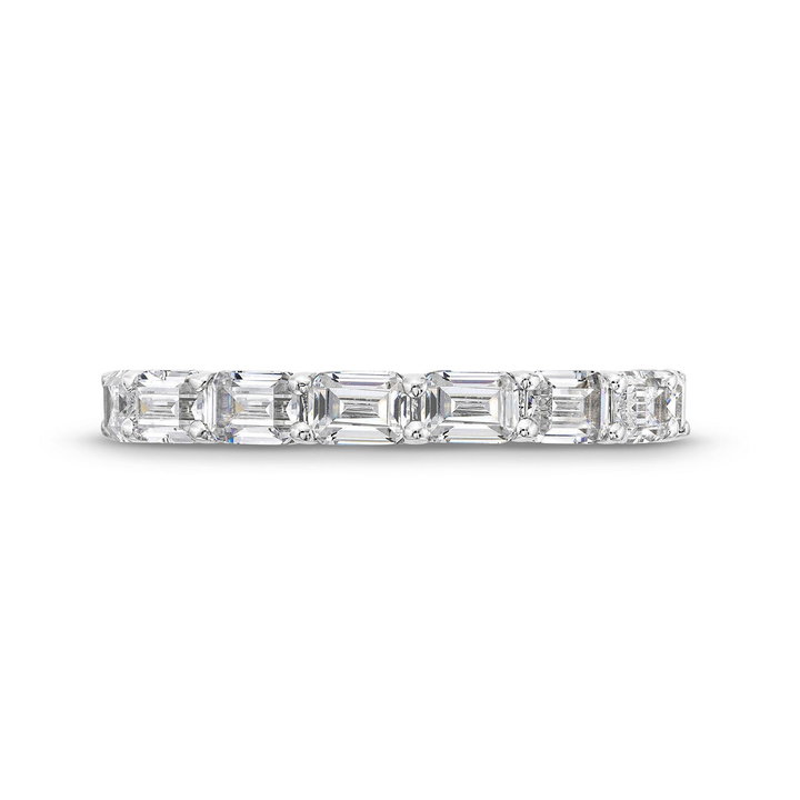 Emerald Diamond Horizontal Eternity Wedding Band In White Gold 14K