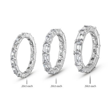 Emerald Diamond Horizontal Eternity Wedding Band In White Gold 14K