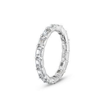 Emerald Diamond Horizontal Eternity Wedding Band In White Gold 14K