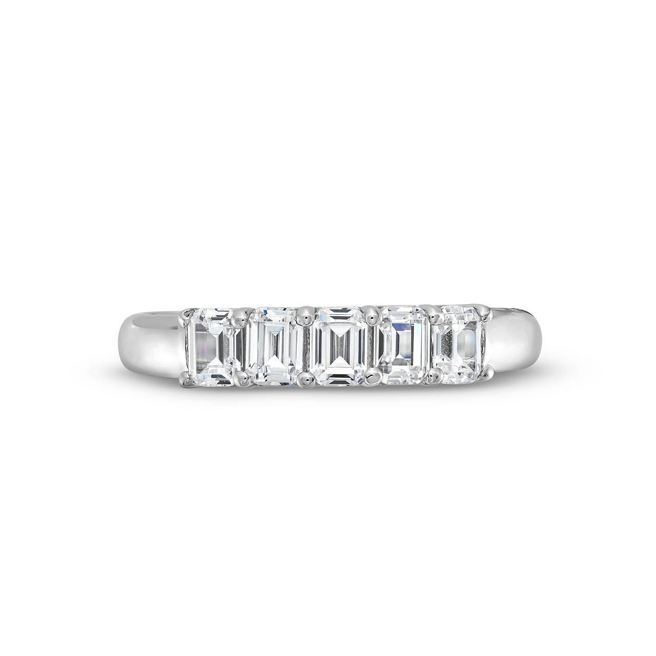 Five Stone Emerald Diamond Wedding Band 0