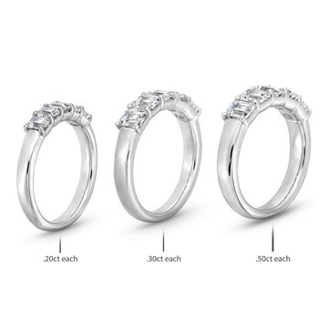Five Stone Emerald Diamond Wedding Band In White Gold 14K