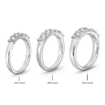 Five Stone Emerald Diamond Wedding Band In White Gold 14K