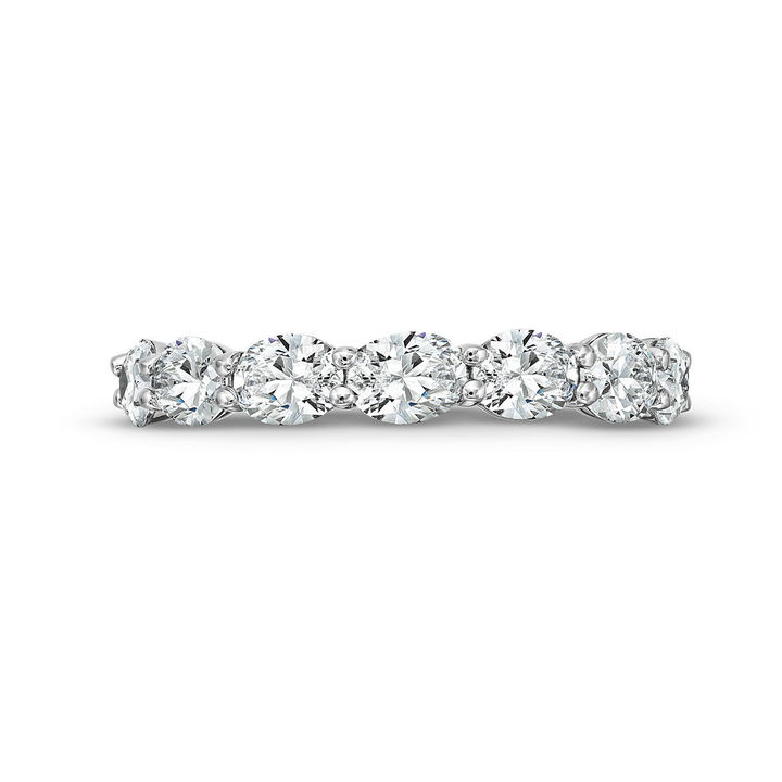 White Gold 14K Oval Diamond Horizontal Eternity Band