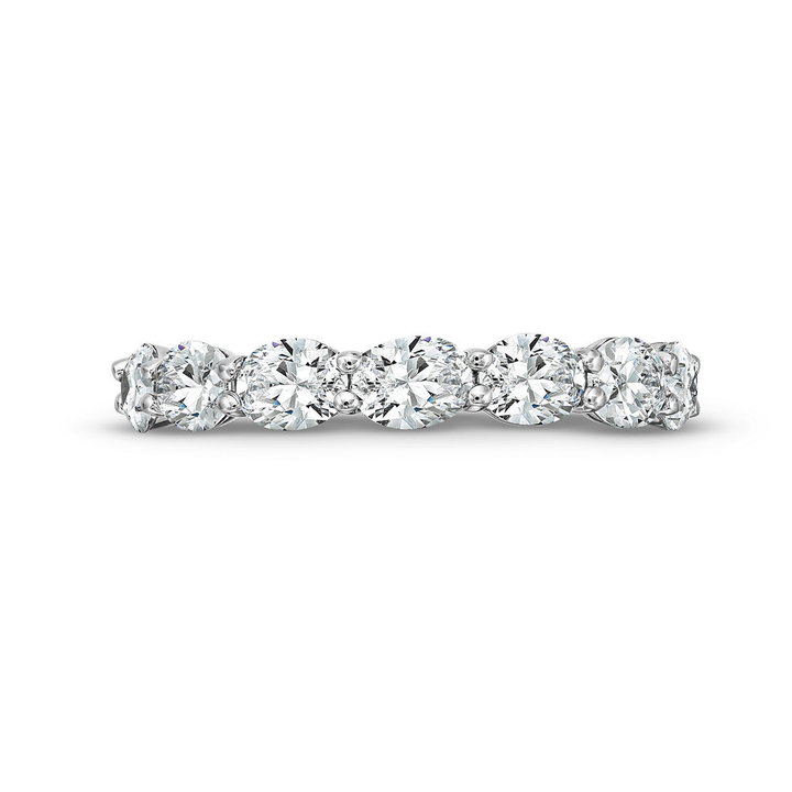Oval Diamond Horizontal Eternity Wedding Band In White Gold 14K