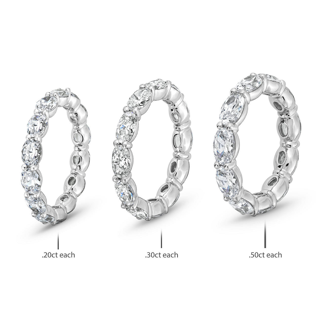 Oval Diamond Horizontal Eternity Wedding Band 1