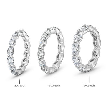 Oval Diamond Horizontal Eternity Wedding Band In White Gold 14K