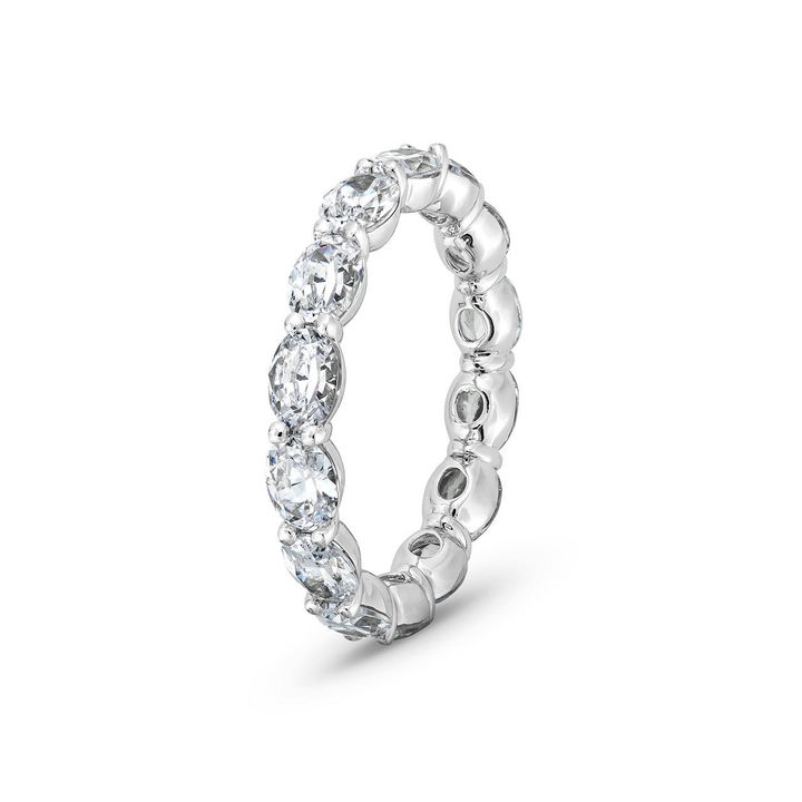 White Gold 14K Oval Diamond Horizontal Eternity Band