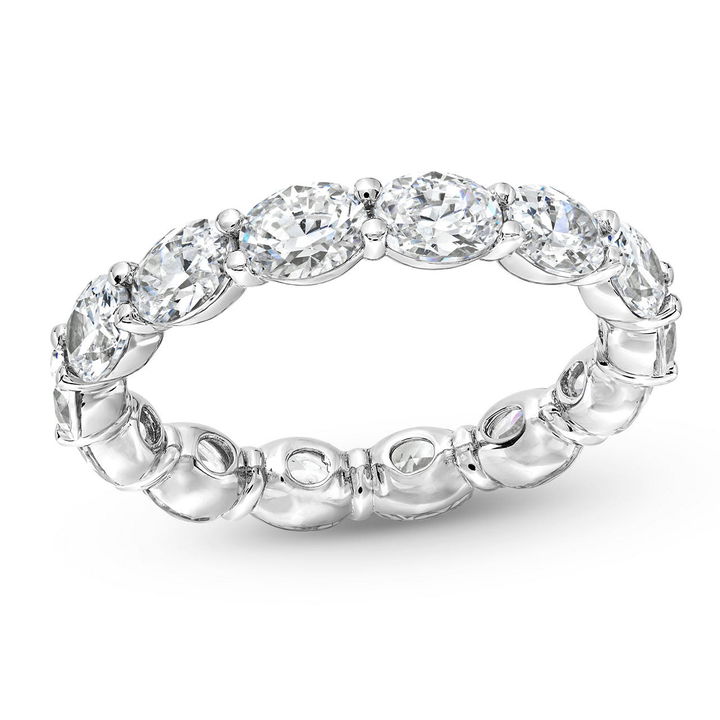 White Gold 14K Oval Diamond Horizontal Eternity Band