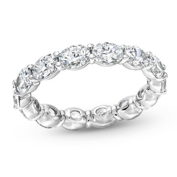 Oval Diamond Horizontal Eternity Wedding Band In White Gold 14K