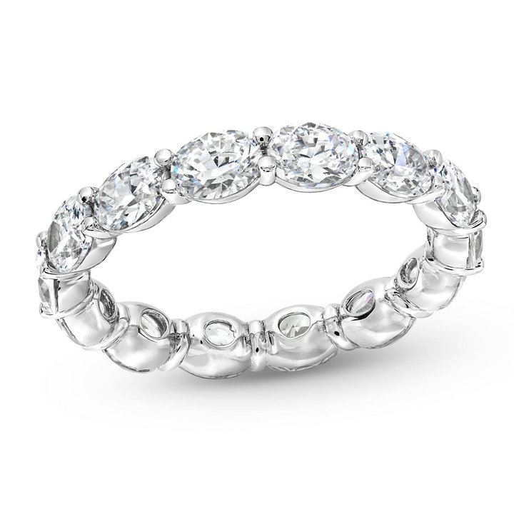 Oval Diamond Horizontal Eternity Wedding Band In White Gold 14K