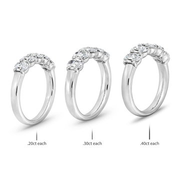 Five Stone Oval Diamond Wedding Band In White Gold 14K