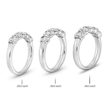 Five Stone Oval Diamond Wedding Band In White Gold 14K