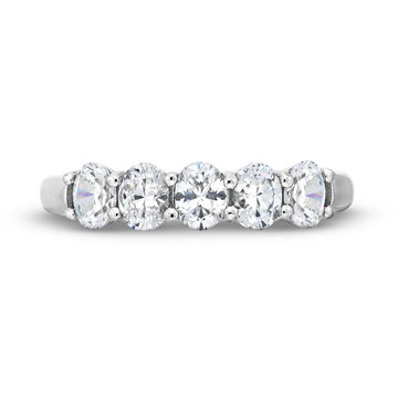 Five Stone Oval Diamond Wedding Band In White Gold 14K