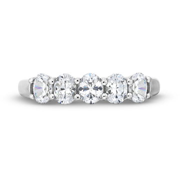 Five Stone Oval Diamond Wedding Band In White Gold 14K