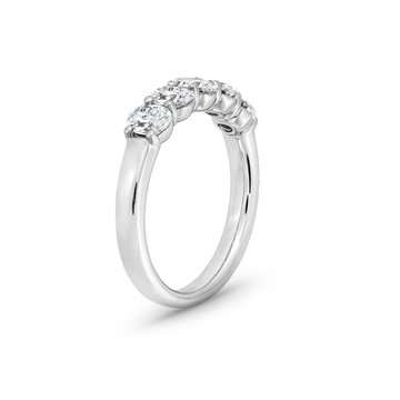 Five Stone Oval Diamond Wedding Band In White Gold 14K