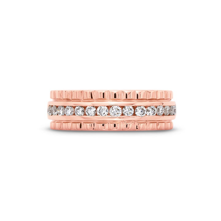 Rose Gold 14K Channel Diamond Scalloped Band