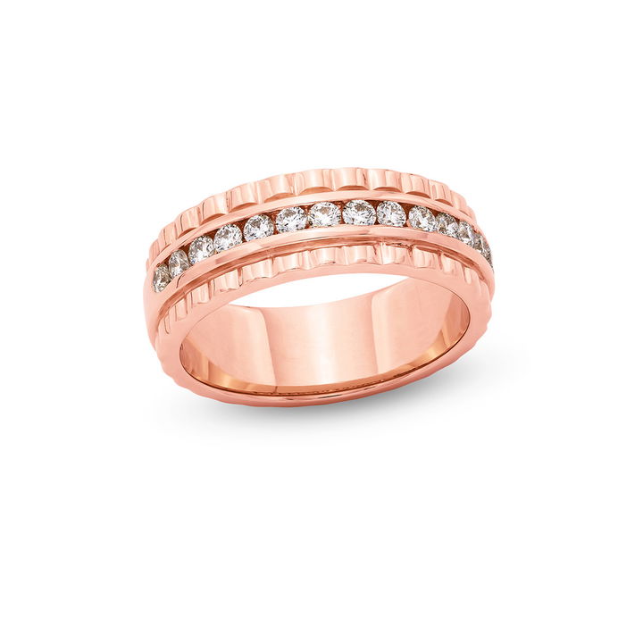 Rose Gold 14K Channel Diamond Scalloped Band