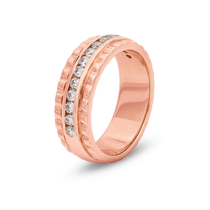 Rose Gold 14K Channel Diamond Scalloped Band