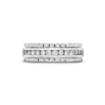 Channel Diamond Scalloped Wedding Band In White Gold 14K