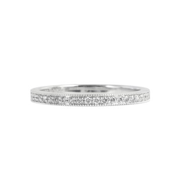 Beaded Milgrain Diamond Wedding Band (0.15tw) In White Gold 14K