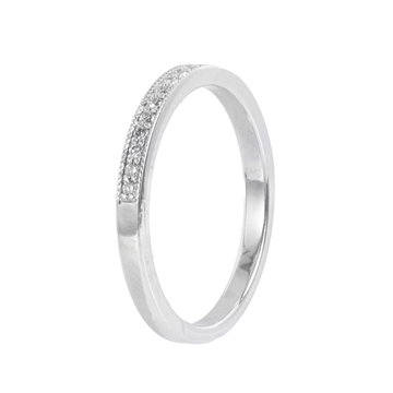 Beaded Milgrain Diamond Wedding Band (0.15tw) In White Gold 14K
