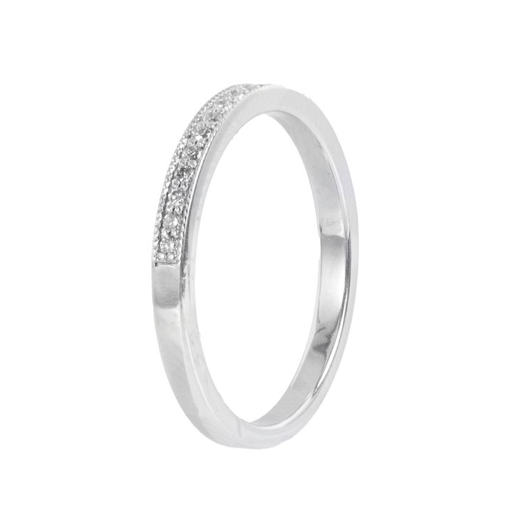 Beaded Milgrain Diamond Wedding Band (0.15tw) In White Gold 14K