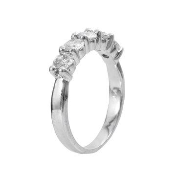 Shared Prong 5 Diamond Wedding Band (1.25tw) In White Gold 14K