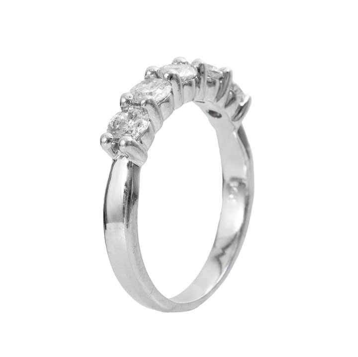 Shared Prong 5 Diamond Wedding Band (1.25tw) In White Gold 14K